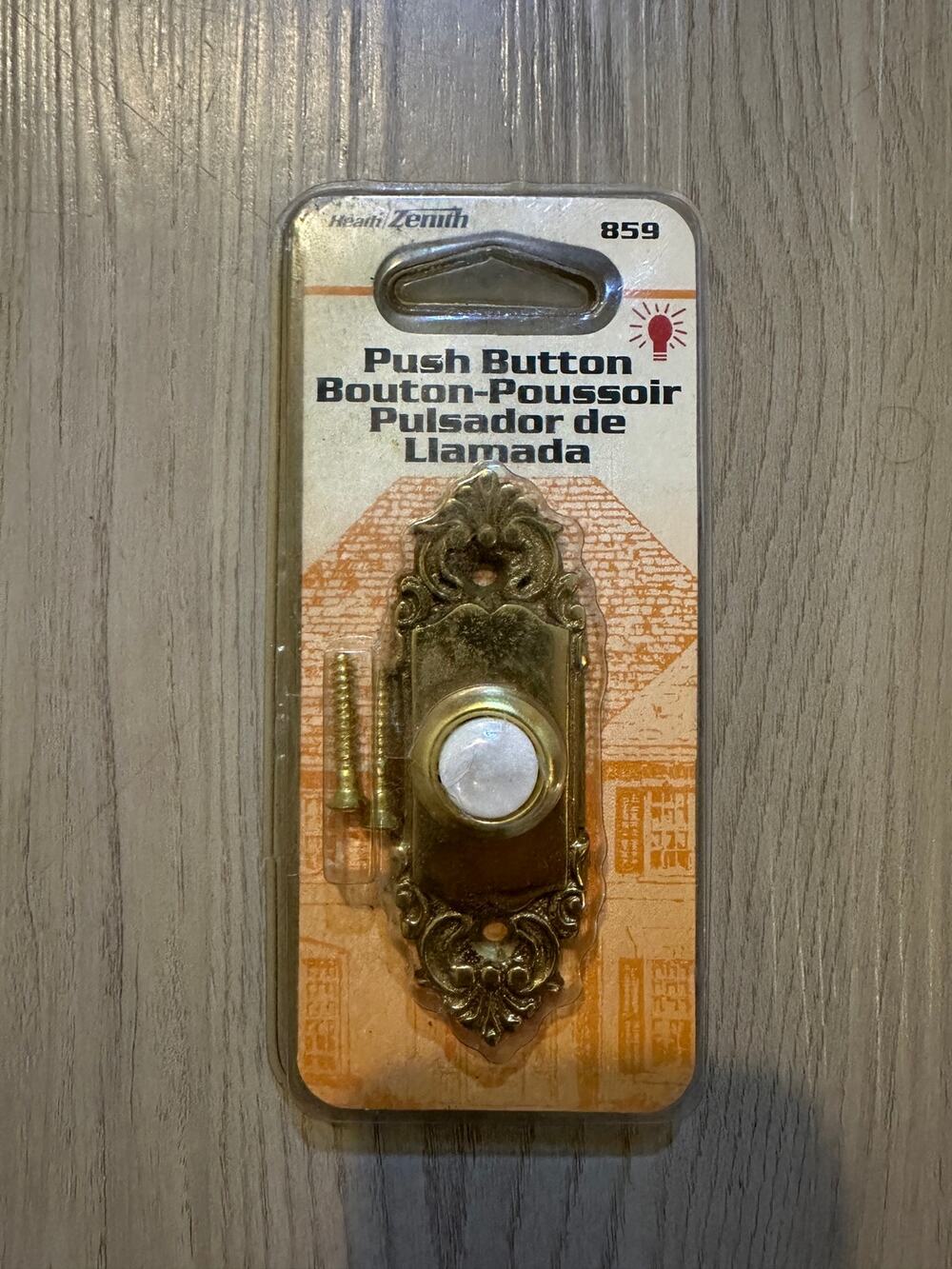 New Heath Zenith 859 Lighted Solid Brass Wired Doorbell Push Button Vintage 2001